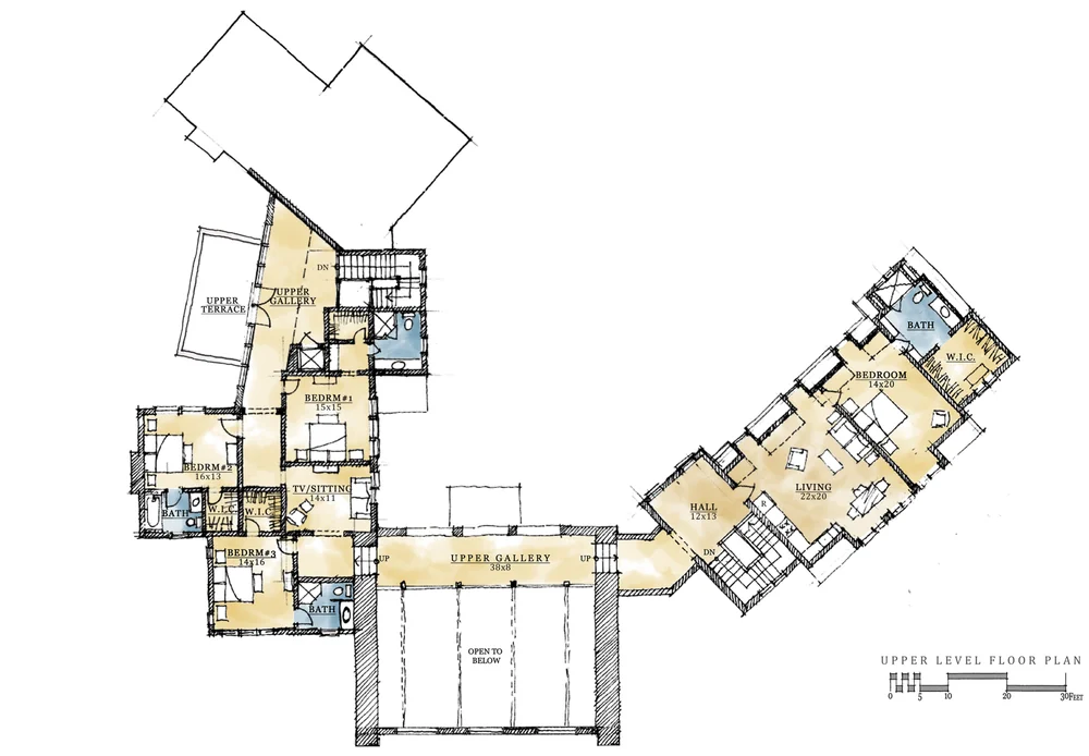 Upper level floor plan, Harrison Design